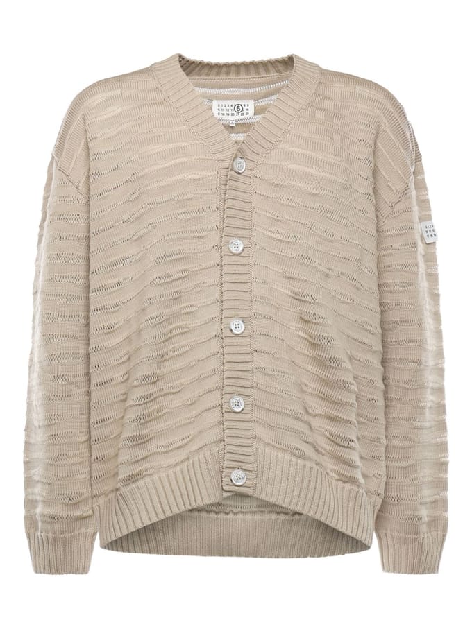 mm6 man beige vest maison met knopen