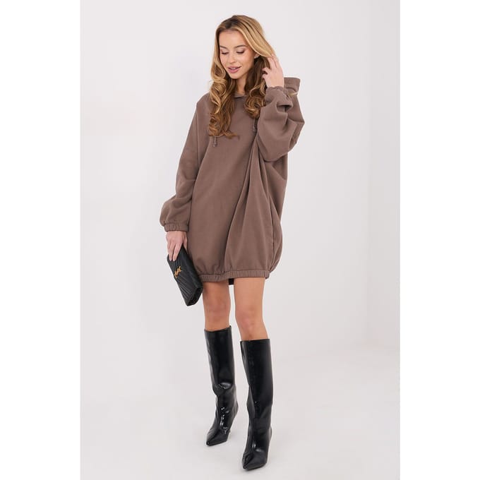 Cozy Motion Hoodie Dress - Taupe / One Size