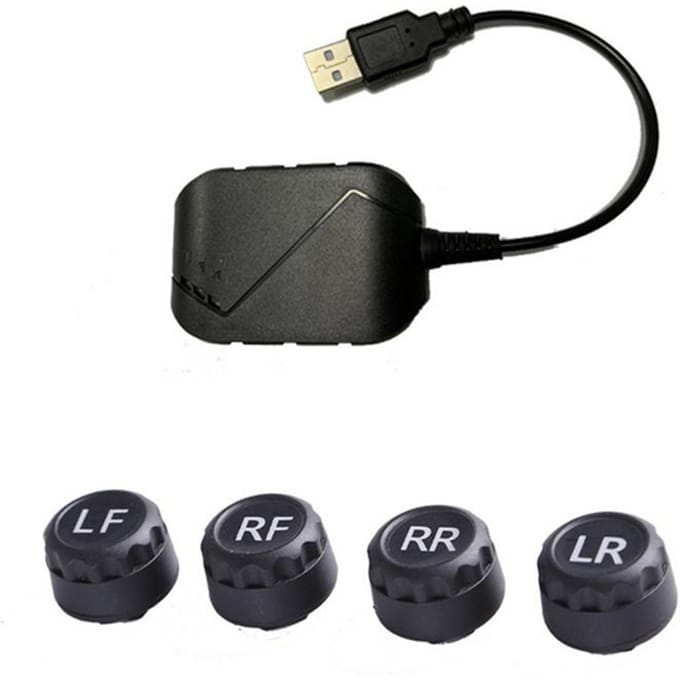 USB TPMS externe sensor autobandenspanning monitoring alarmsysteem voor Android black