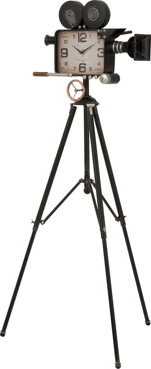 J-Line klok Camera Op Statief - metaal - zwart - 75 cm