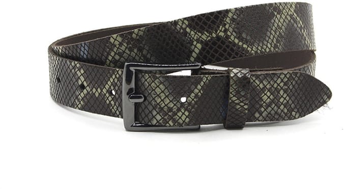Dames riem bruin - 3,5 cm ruitpatroon - Leer - Jeans riem - Stoer - Maat 100