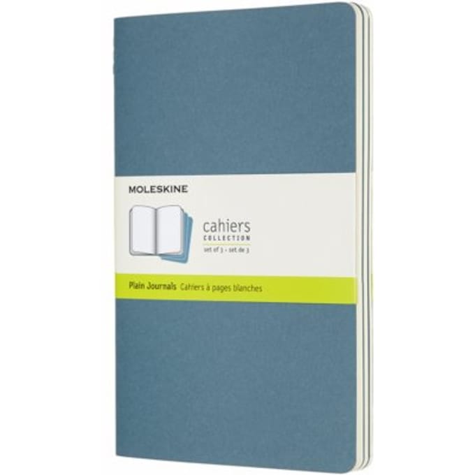 Moleskine cahier journal soft cover large brisk blauw blanco à 3 stuks