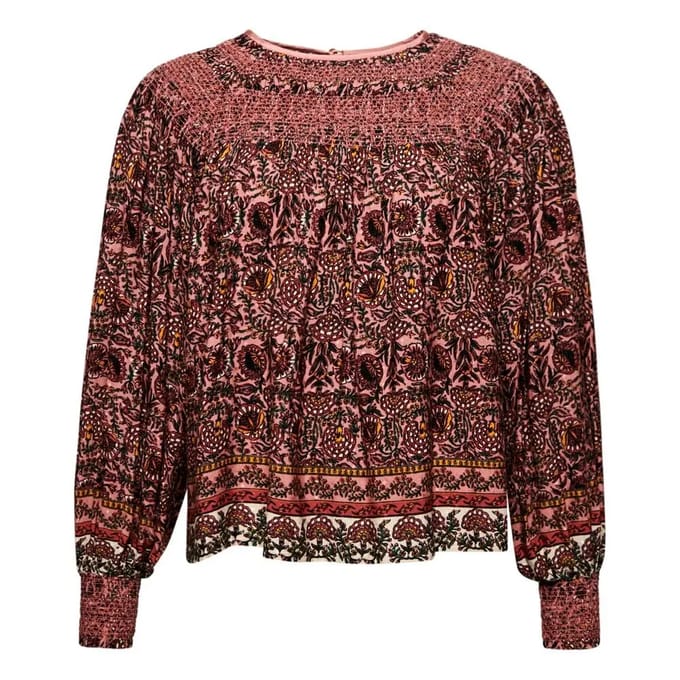 Superdry - Geweven top met smokwerk en print - Dames - Tops