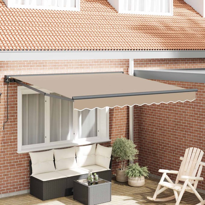 vidaXL - Zonnescherm - Frame - Beige - 350 - x - 250 - cm - Polyester - met - PU-coating