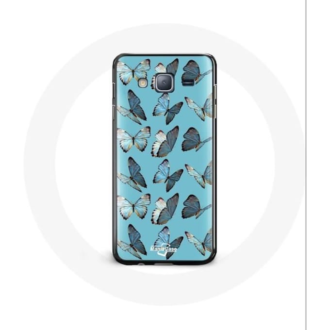 Coque - Samsung - Galaxy J3 2016 - Papillons - Souple - Protection Synthétique bleu