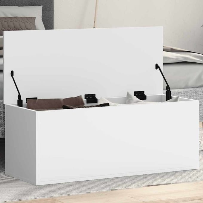 vidaXL - Opbergbox - 90x35x35 - cm - bewerkt - hout - wit