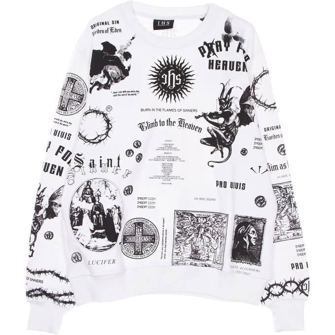 Lichtgewicht Crewneck Man Solid Manifesto Sweatshirt Wit