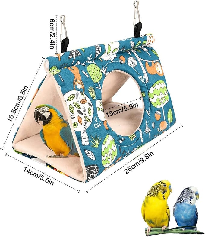 Hangbed vogelnest - comfortabel voor vogels - M - blauw - pluche