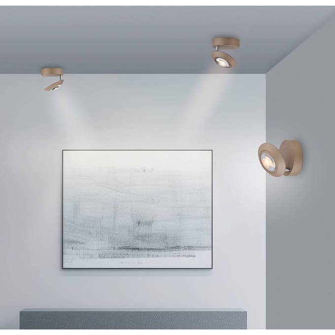 LED plafondlamp PURE Oculis bronskleurig, Ø 15 cm ijzer/glas