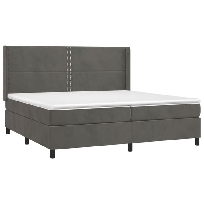 vidaXL - Boxspring - met - matras - fluweel - donkergrijs - 200x200 - cm