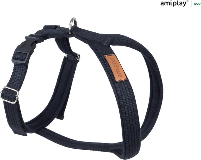 Amiplay Harnas verstelbaar grand soft Cotton zwart maat-L