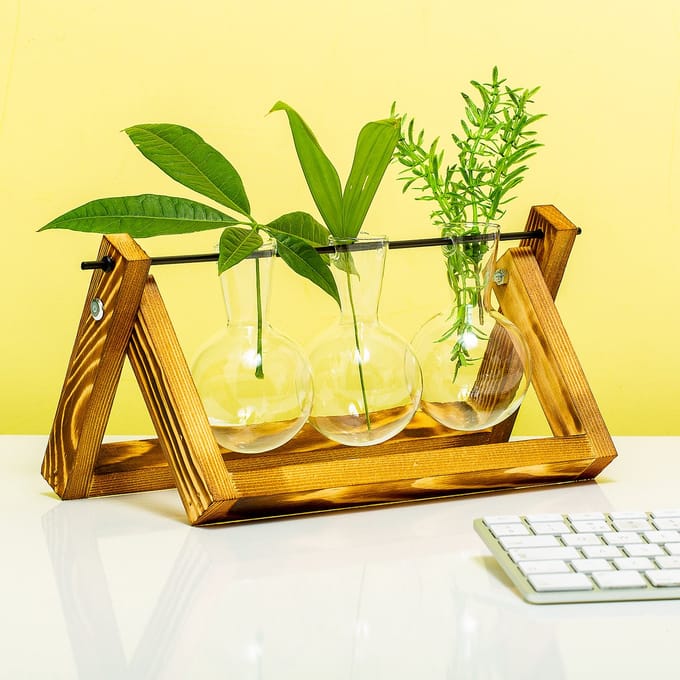 Winkee Houten Stekjesvaas - 3 Glaasjes