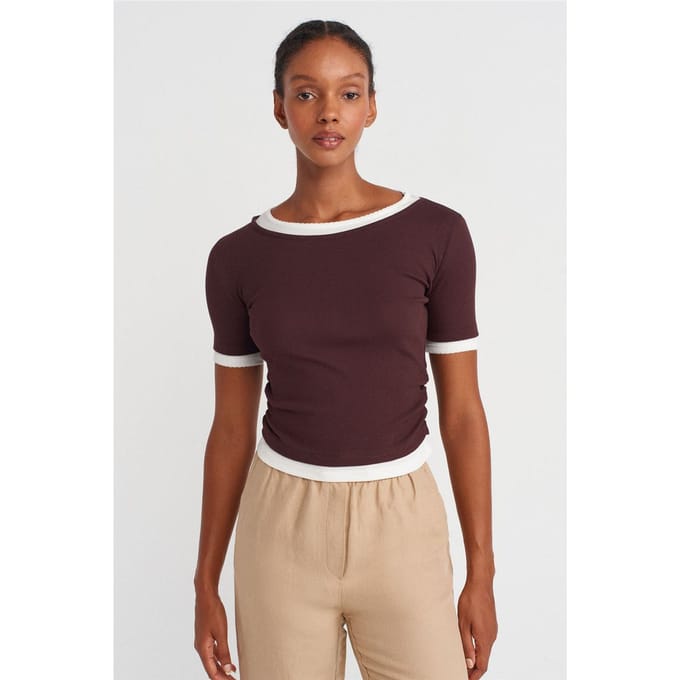 Dames Crop Slim-Fit Crew Neck T-Shirt
