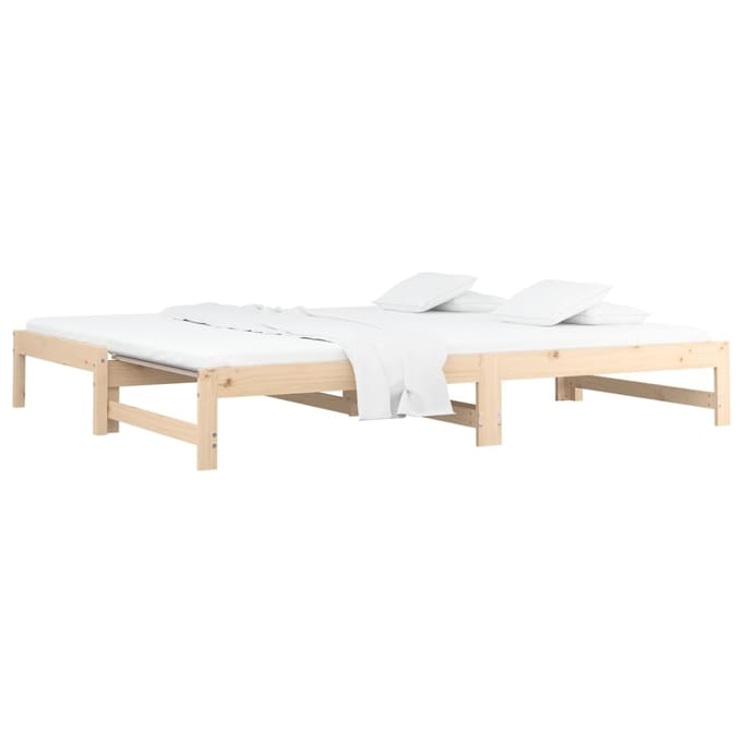 vidaXL - Slaapbank - uitschuifbaar - 2x(90x200) - cm - massief - grenenhout