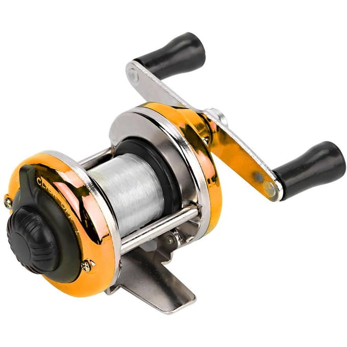 Draagbare Winter Ijsvissen Reel Wiel met Draad Buiten Werpen Tackle(Goud) gray