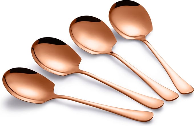 Alheco 4 opscheplepels - Groentelepel - Aardappellepel - Serveerlepel - Rosé goud