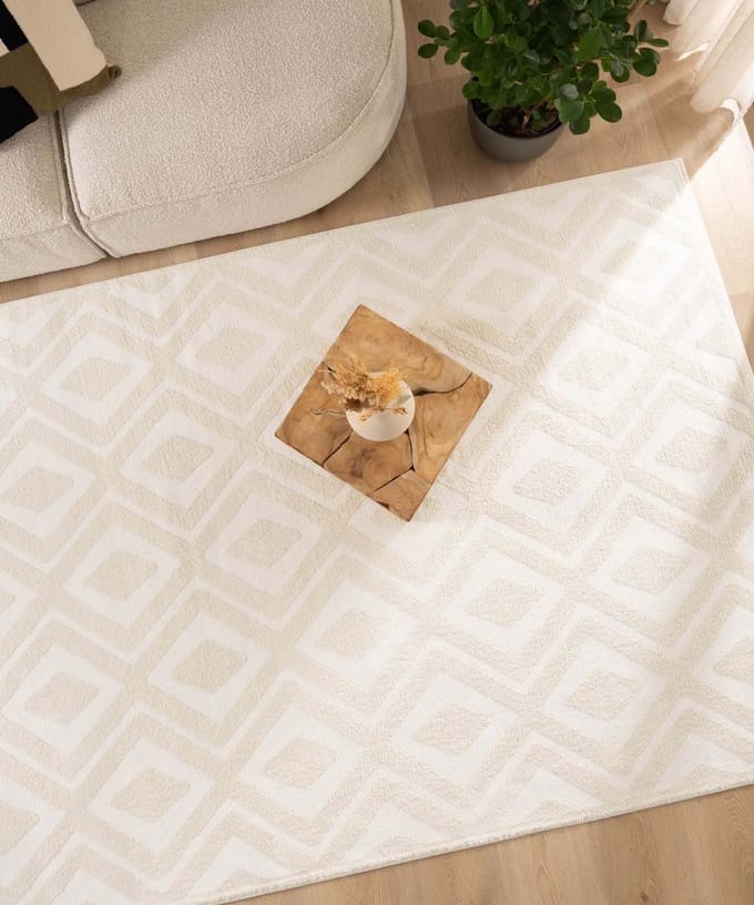 Scandinavisch vloerkleed - Contour Diamond crème 100x200