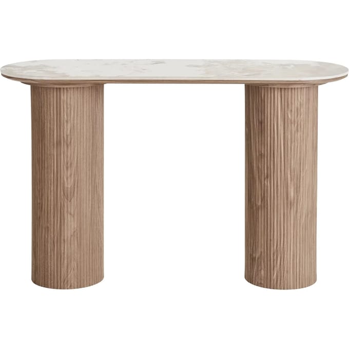 House Nordic Sidetable Athens - Rechthoek Keramisch Wit/Bruin - 120cm