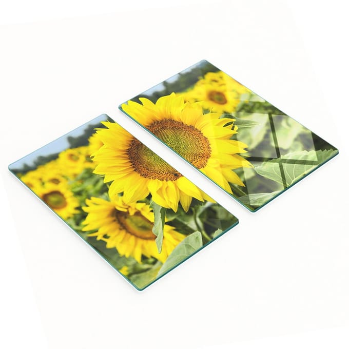 Multifunctionele decoratieve glazen borden Zonnebloemveld 2x30x52 cm
