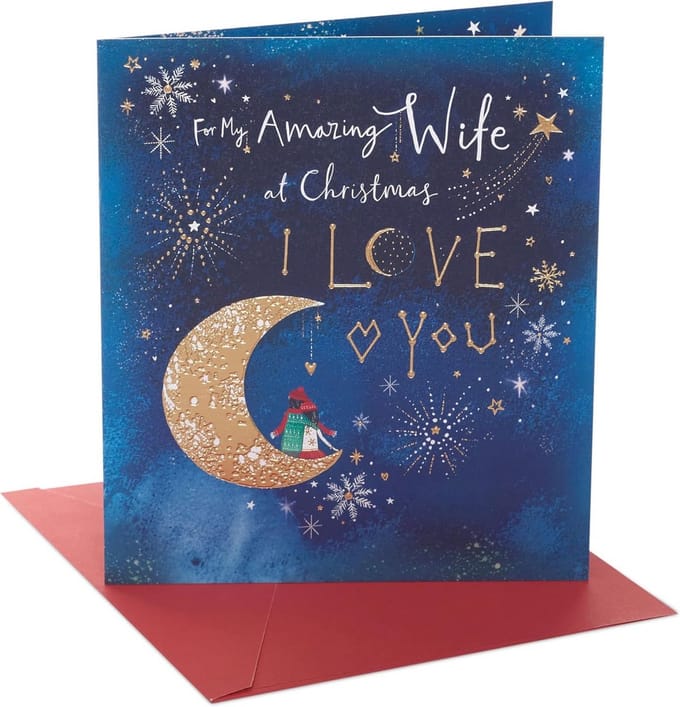 Feestelijke Kerstkaart met Maanontwerp voor Vrouw