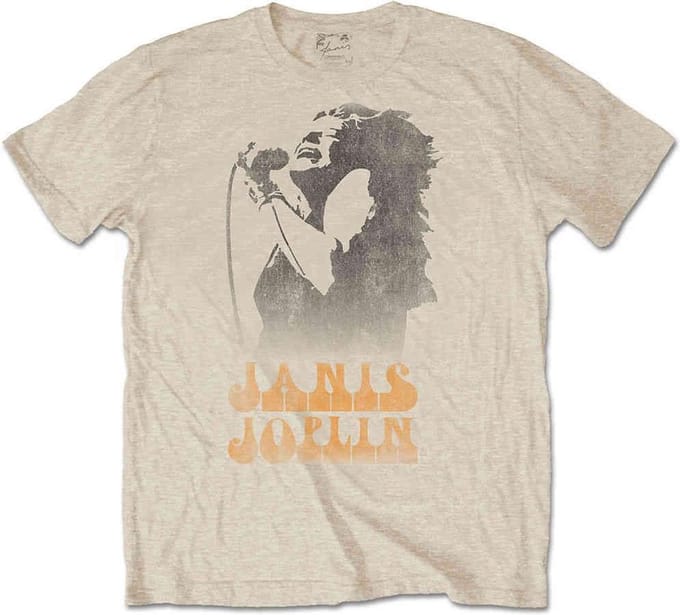 Janis Joplin - Working The Mic Heren T-shirt - L - Creme