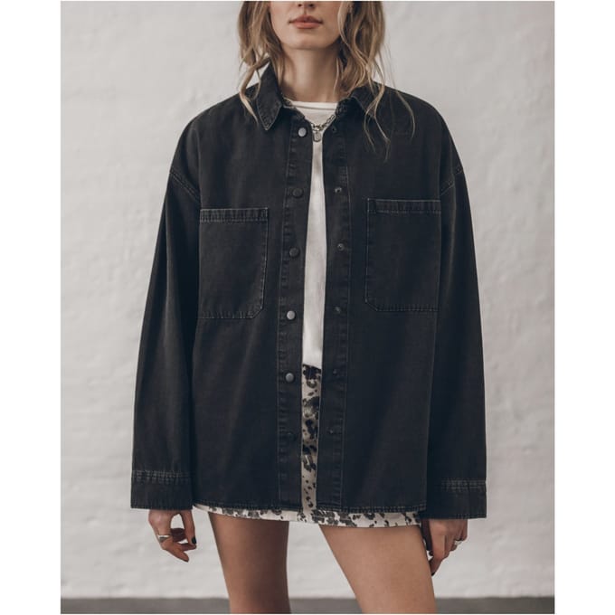Mikuta The Black Denim Overshirt Maat: M | Spijkerjassen Outlet | Dames | Zwart