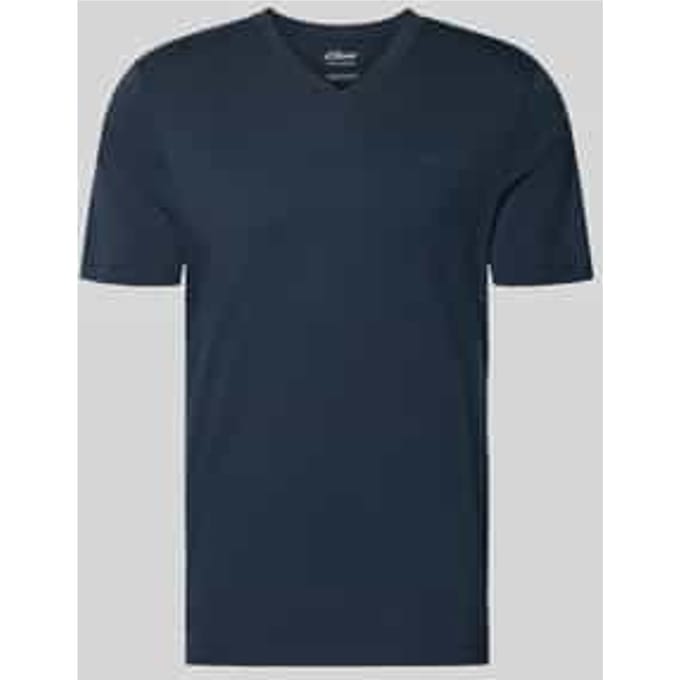T-shirt van jersey met V-hals en logo-opdruk s.Oliver