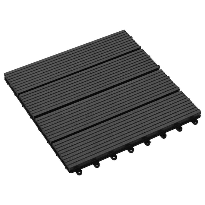 vidaXL - Terras - Tegel - 11 - st - Zwart - 30 - x - 30 - cm - WPC