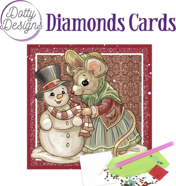 Diamond Painting Dotty Design Diamonds Cards |Mouse and Snowman