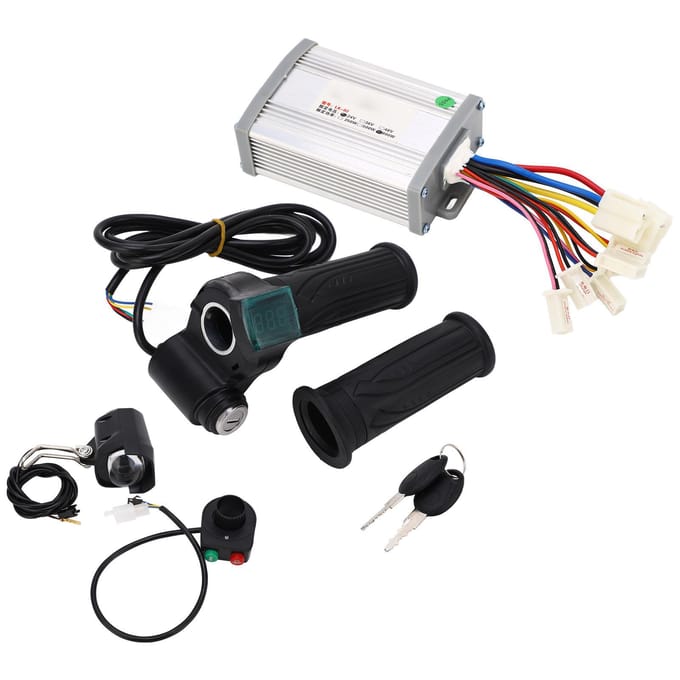 24V 800W Motor Borstel Controller Gashendel Draaigreep met Voorlichtschakelaar Elektrische Fiets black