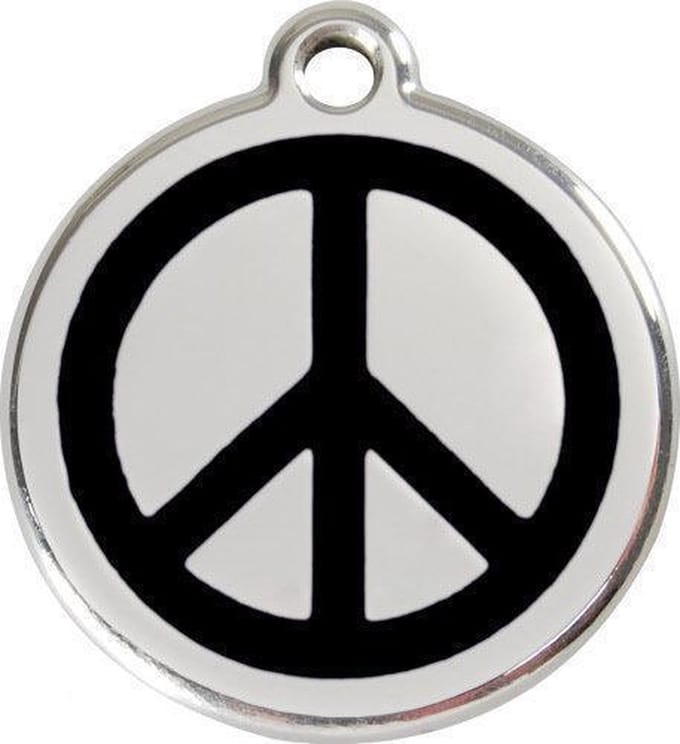 Red Dingo Hondenpenning 30 mm peace zwart