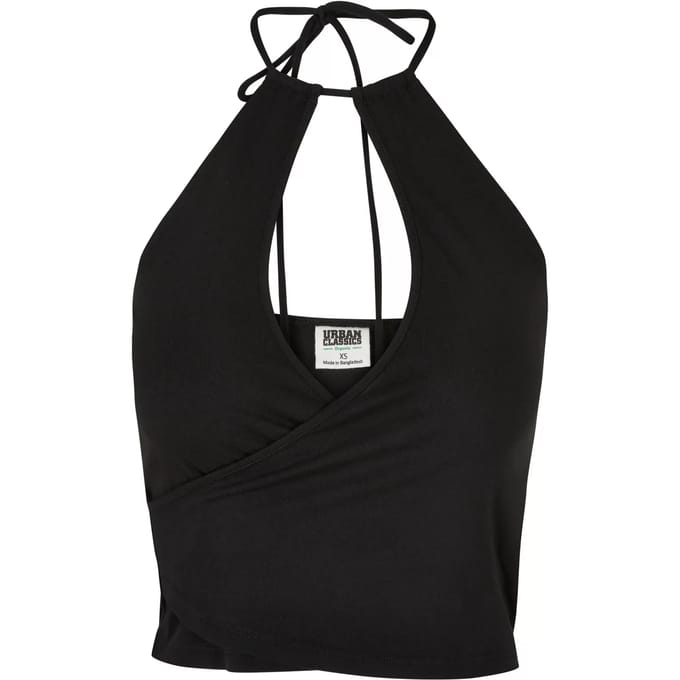 Urban Classics Dames Short Wrap halternektop Top zwart S Dames