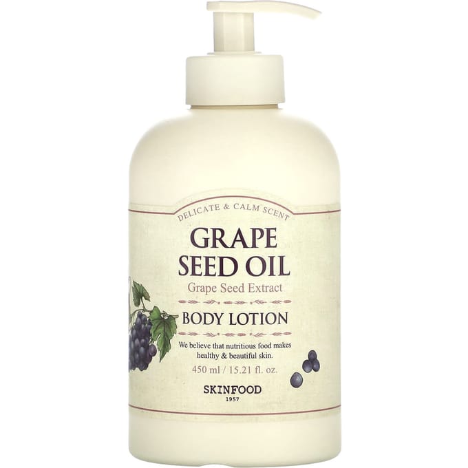 SKINFOOD, lotion pour le corps, huile de pépins de raisin, 450 ml (15,21 fl oz) white