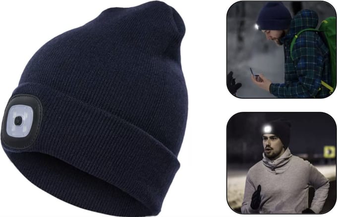 PD® - Muts met Ledverlichting - Muts met LED - Blauw - Muts met Lampje - Muts voor Hardlopen - Wintermuts Heren - Wintermuts Vrouwen
