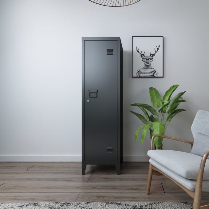 Lockerkast Kurikka metaal 137x38x38 cm zwart [en.casa]