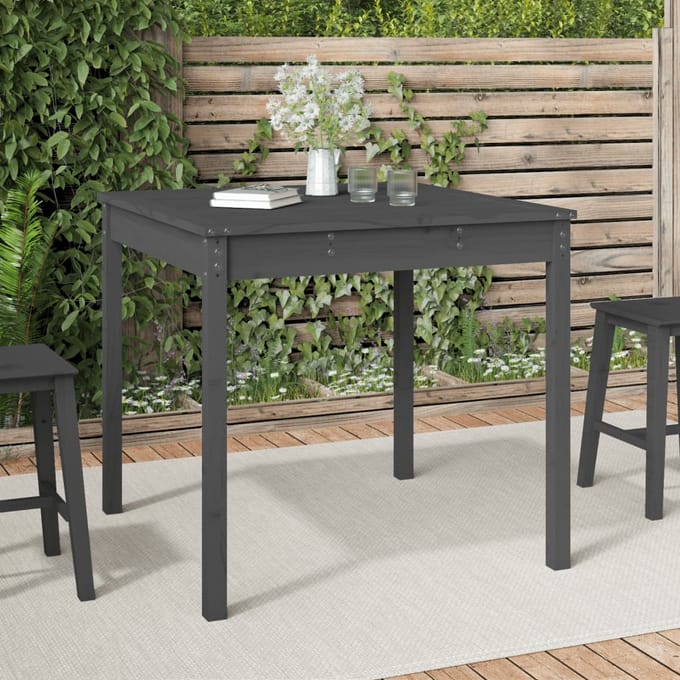 vidaXL - Tuintafel - 82,5x82,5x76 - cm - massief - grenenhout - grijs