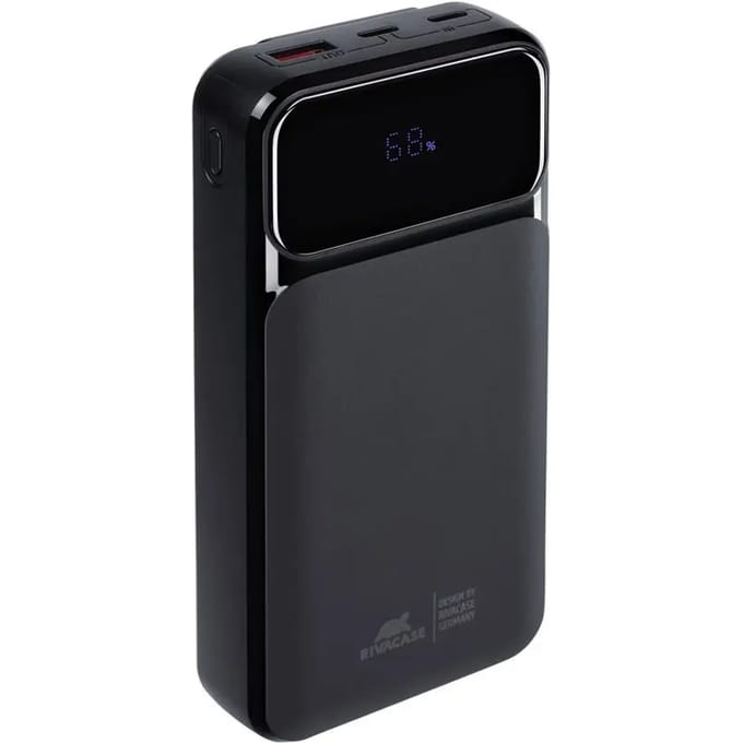 RivaCase VA2221 - Powerbank 20.000 mAh - Snellader - Display - 3 Kabels: USB-C/USB-A/Lightning
