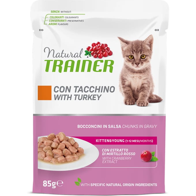 12x85g Kalkoen Kitten & Young Natural Trainer Kitten natvoer
