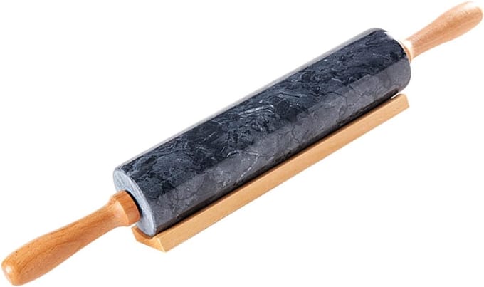 Marmeren Deegroller - Bakbenodigdheid - Bakken en Gebak - Natuurlijk Koel - 45cm Lengte - Zwart