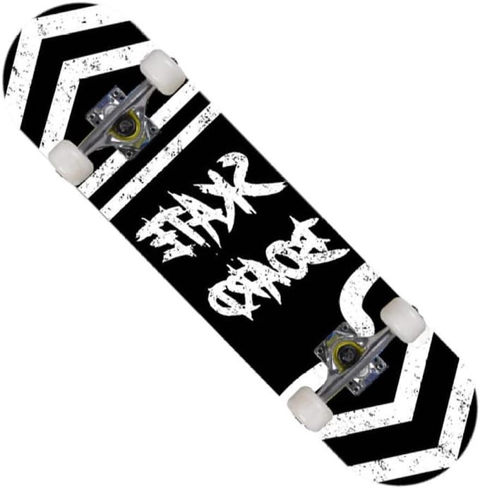 Skateboard - Longboard Trickboard - Buiten Sporten - Dubbele Kick Deck - 80x20 cm - Zwart Wit