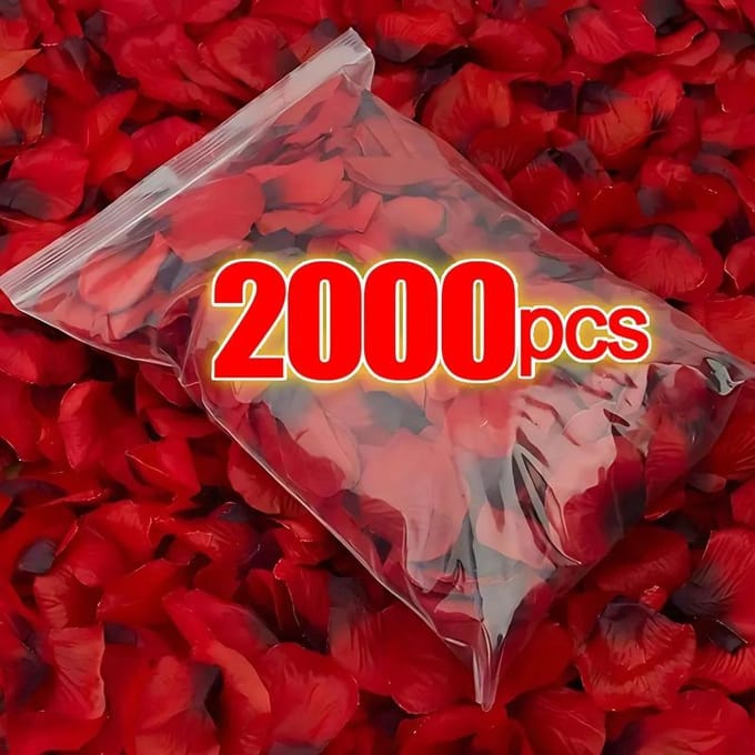 2000 stuks Kunstmatige Nep Rozenblaadjes Rode Bloemblaadjes voor Romantische Bruiloft Feest Bedankjes Decoratie 2000Pcs rood