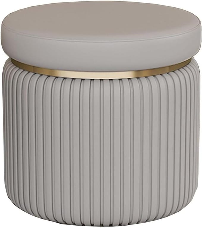 Stapelbare leren poef - Voetenbank zitje - Extra zitplaats - Modern design - 35cm - Grijs