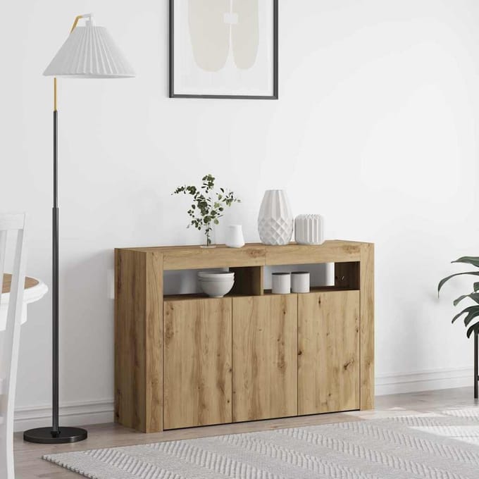 vidaXL - Dressoir - Artisan - Eiken - 116 - x - 30 - x - 75 - cm - Bewerkt - hout