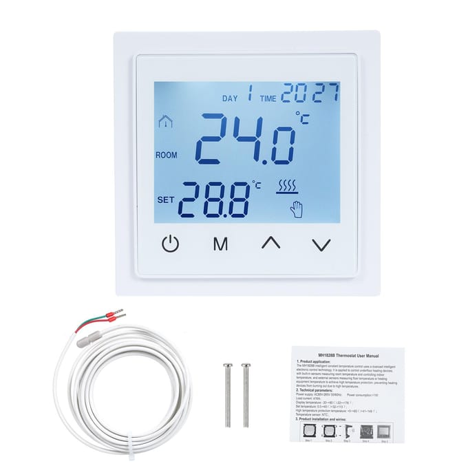 Intelligente digitale displaythermostaat 16A vloerverwarmingstemperatuurregelaar met LED-aanraakscherm