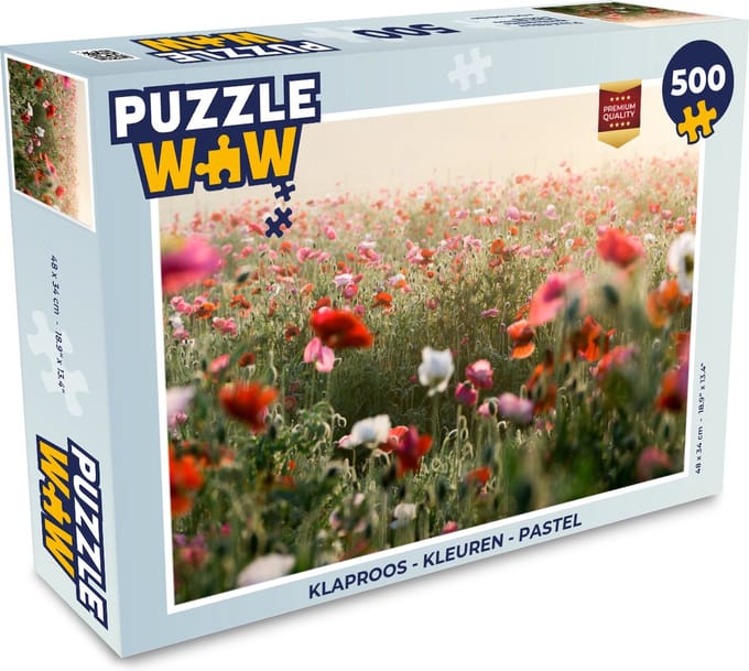 Puzzel Klaproos - Kleuren - Pastel - Legpuzzel - Puzzel 500 stukjes