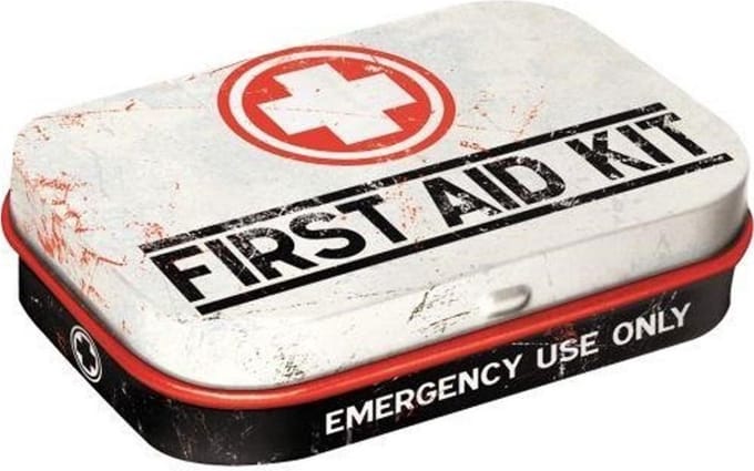 First Aid Kit - Pepermunt Snoepjes - Metalen Blikje - Mint Box 4 x 6 cm
