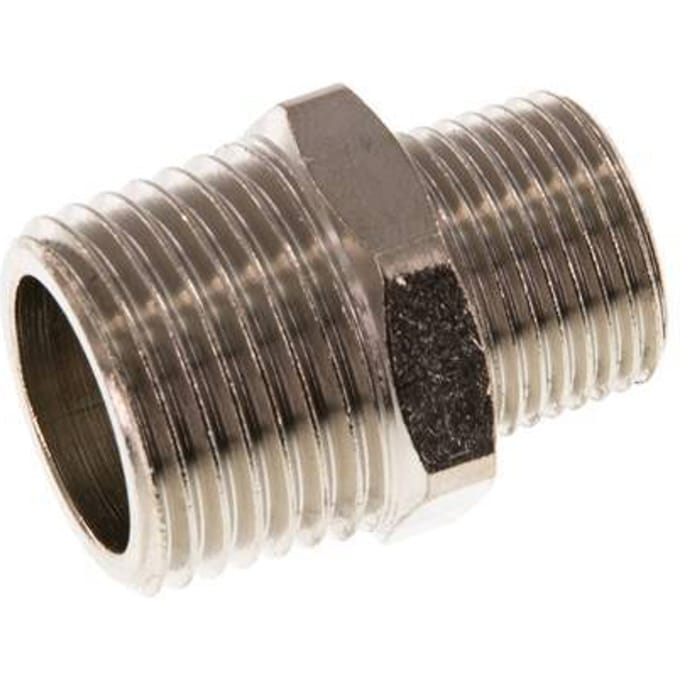 R 1/2'' x R 3/8'' Vernikkeld Messing Borstnippel 16 Bar [2 Stuks]