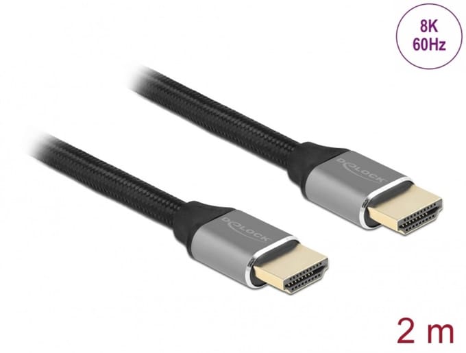 Delock Ultra High Speed HDMI Cable 48 Gbps 8K 60 Hz grey 2 m certified