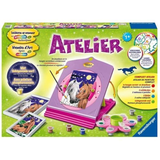Ravensburger Schilderen Op Nummer atelier met 2 schilderijen en lichtgevende verf