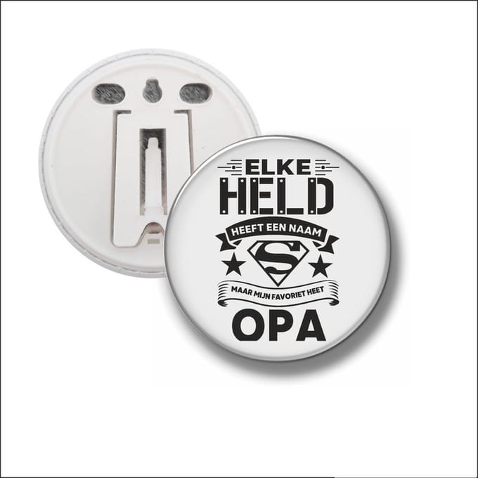 Button Met Clip 58 MM - Elke Held Heeft Een Naam - Opa